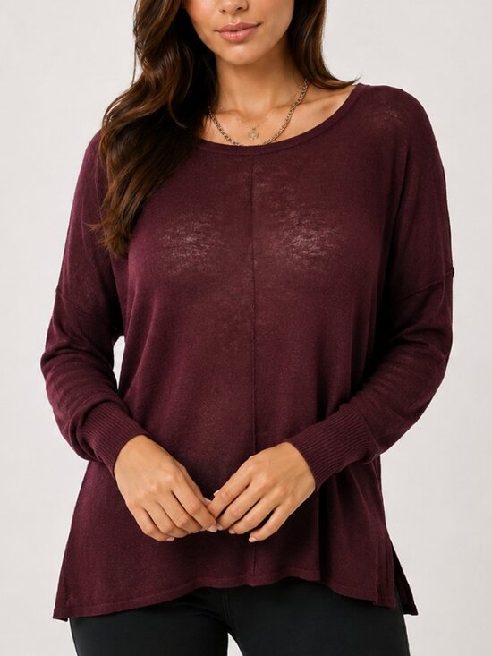 H&M Sweaters - H&M Women Sweater XS Burgundy Lightweight Crewneck Soft Flowy Casual Top